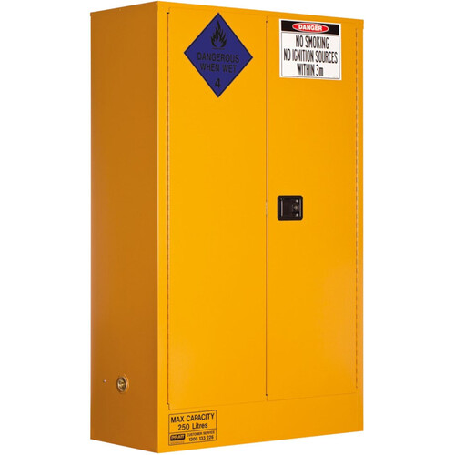 WORKWEAR, SAFETY & CORPORATE CLOTHING SPECIALISTS  - PRATT CLASS 4 DANGEROUS GOODS 250LTR CABINET. 2 DOOR,3 SHELF