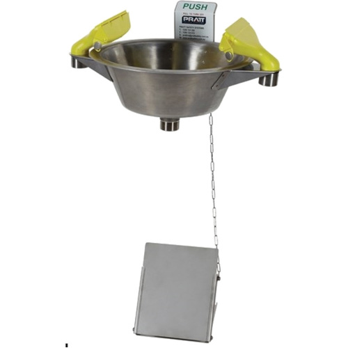 WORKWEAR, SAFETY & CORPORATE CLOTHING SPECIALISTS  - PRATT WALL MOUNTED TRIPLE NOZZLE EYE & FACE WASH WITH BOWL & FOOT TREADLE