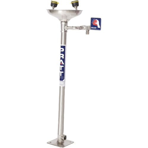 WORKWEAR, SAFETY & CORPORATE CLOTHING SPECIALISTS  - PRATT PEDESTAL MOUNTED SINGLE NOZZLE EYE WASH WITH BOWL NO FOOT TREADLE