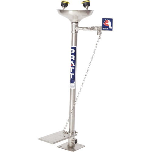 WORKWEAR, SAFETY & CORPORATE CLOTHING SPECIALISTS  - PRATT PEDESTAL MOUNTED SINGLE NOZZLE EYE WASH WITH BOWL & FOOT TREADLE