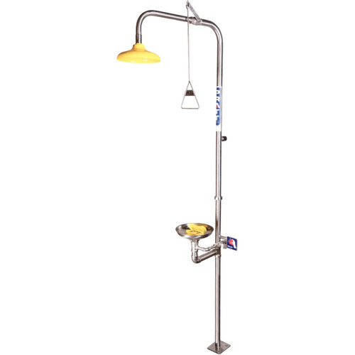 WORKWEAR, SAFETY & CORPORATE CLOTHING SPECIALISTS  - PRATT COMBINATION SHOWER WITH TRIPLE NOZZLE EYE & FACE WASH WITH BOWL. NO FOOT TREADLE