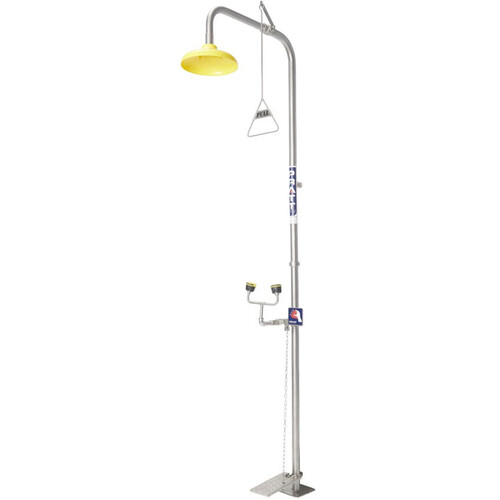 WORKWEAR, SAFETY & CORPORATE CLOTHING SPECIALISTS  - PRATT COMBINATION SHOWER WITH SINGLE NOZZLE EYE WASH NO BOWL WITH FOOT TREADLE