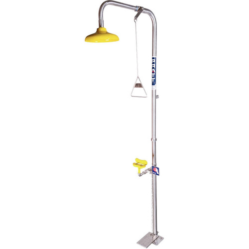 WORKWEAR, SAFETY & CORPORATE CLOTHING SPECIALISTS  - PRATT COMBINATION SHOWER WITH TRIPLE NOZZLE EYE & FACE WASH NO BOWL WITH FOOT TREADLE