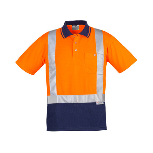 WORKWEAR, SAFETY & CORPORATE CLOTHING SPECIALISTS  - Mens Hi Vis Spliced S/S Polo - Shoulder Taped