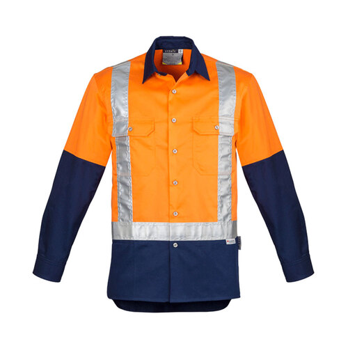 WORKWEAR, SAFETY & CORPORATE CLOTHING SPECIALISTS  - Mens Hi Vis Spliced Industrial L/S Shirt - Shoulder Taped