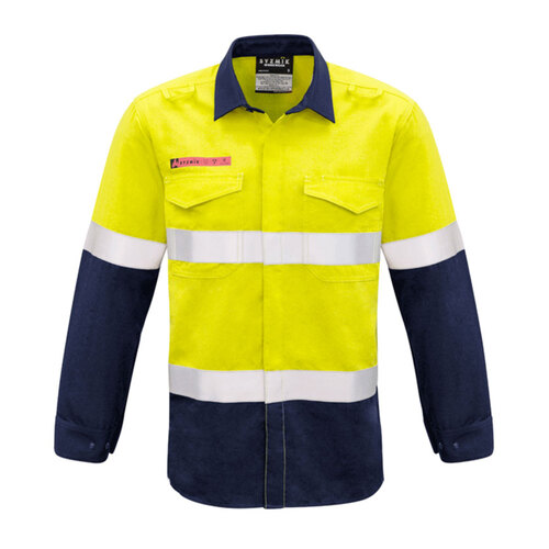 WORKWEAR, SAFETY & CORPORATE CLOTHING SPECIALISTS  - Mens Red Flame Hi Vis Shirt - Hoop Taped