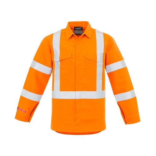 WORKWEAR, SAFETY & CORPORATE CLOTHING SPECIALISTS  - Mens Red Flame Hi Vis X Back Shirt