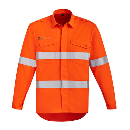 WORKWEAR, SAFETY & CORPORATE CLOTHING SPECIALISTS  - Mens Orange Flame Hi Vis Open Front Shirt - Hoop Taped