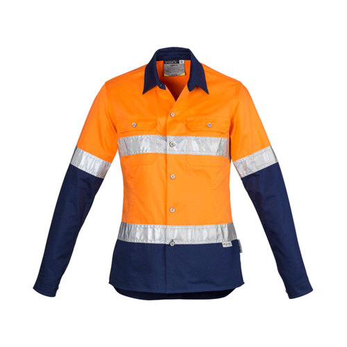 WORKWEAR, SAFETY & CORPORATE CLOTHING SPECIALISTS  - Womens Hi Vis Industrial L/S Shirt - Hoop Taped