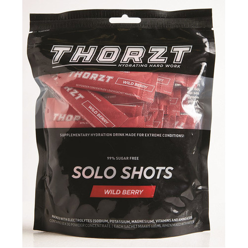 WORKWEAR, SAFETY & CORPORATE CLOTHING SPECIALISTS  - Solo Shot Sachet 3g   Solo Shots Pack x 50pk,Wild Berry