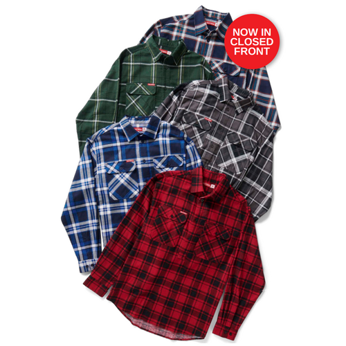 WORKWEAR, SAFETY & CORPORATE CLOTHING SPECIALISTS  - CORE - LONG SLEEVE CLOSED FRONT CHECK FLANNEL SHIRT