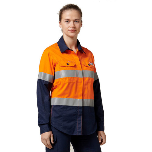 WORKWEAR, SAFETY & CORPORATE CLOTHING SPECIALISTS  - Protect - Shieldtec Womens Hi-Vis Two Tone Open Front Shirt with Tape Long Sleeve