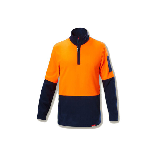 WORKWEAR, SAFETY & CORPORATE CLOTHING SPECIALISTS  - Foundations - HI VIS 2TONE 1/4 ZIP BRUSHED FLEECE JUMPER
